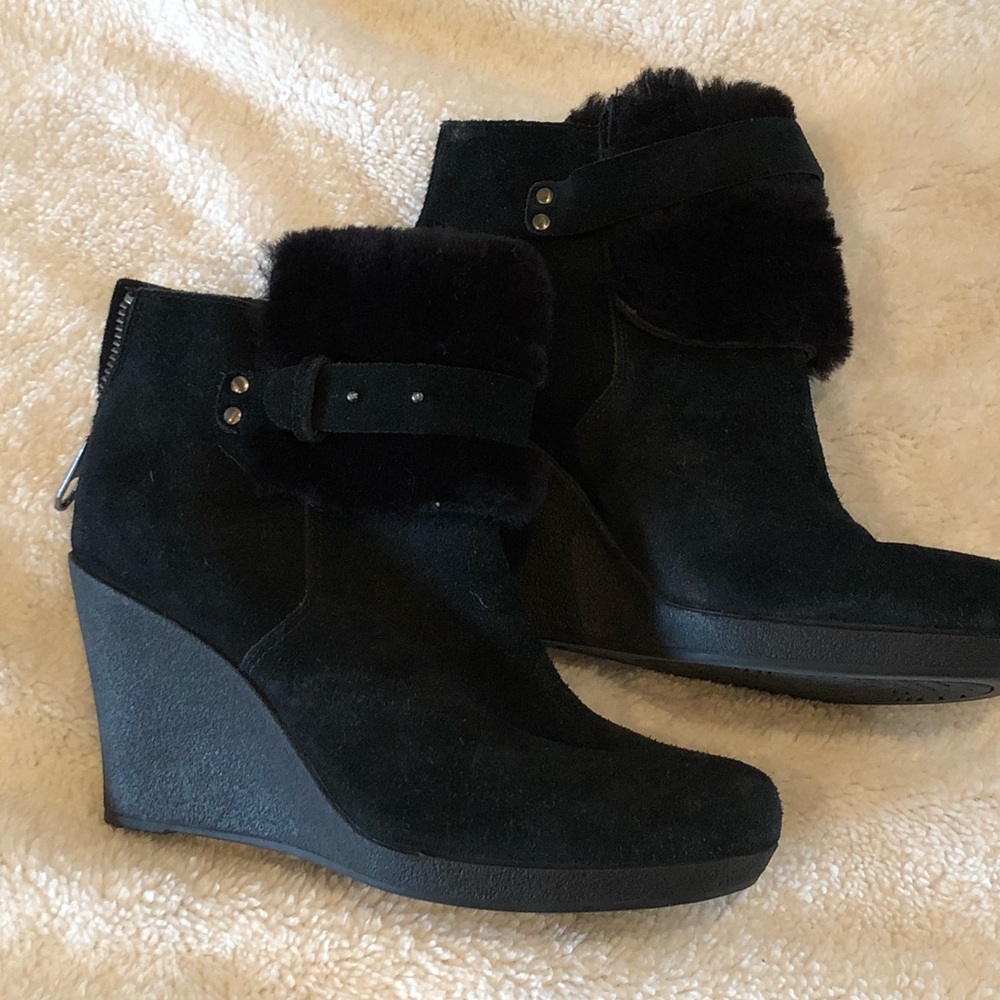 Black wedge booties